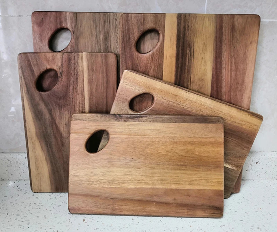 Acacia Wood Cutting Board with Oval Handle