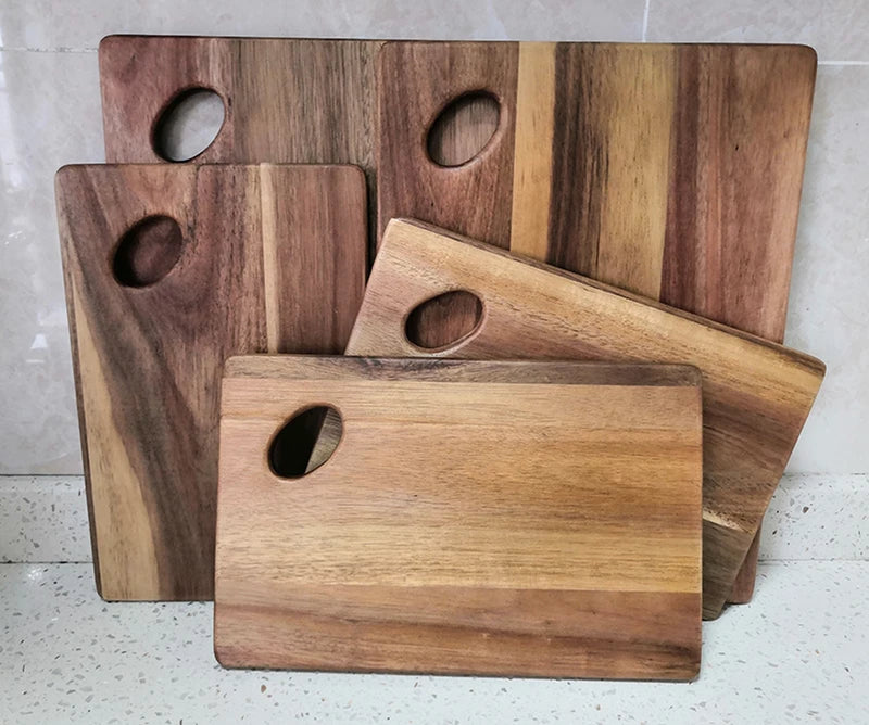 Acacia Wood Cutting Board with Oval Handle