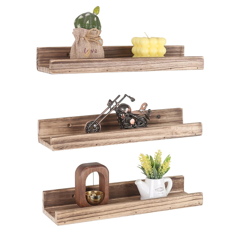 Rustic Wood Floating Shelves, Set of 3