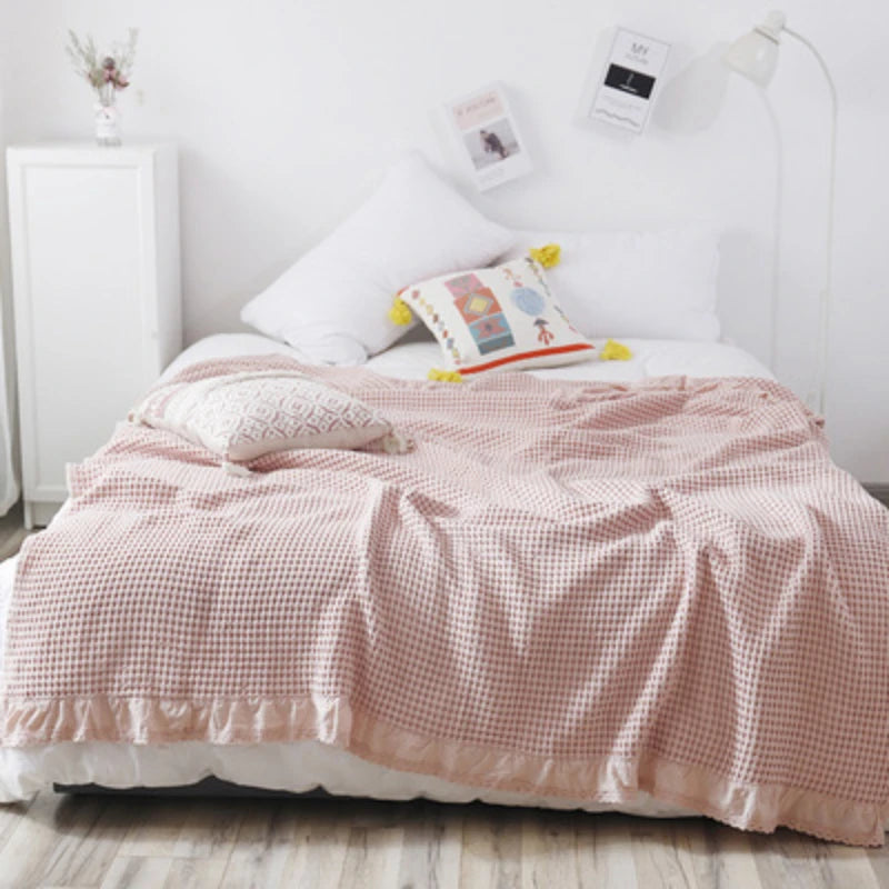 Cotton Waffle Knit Throw Blanket