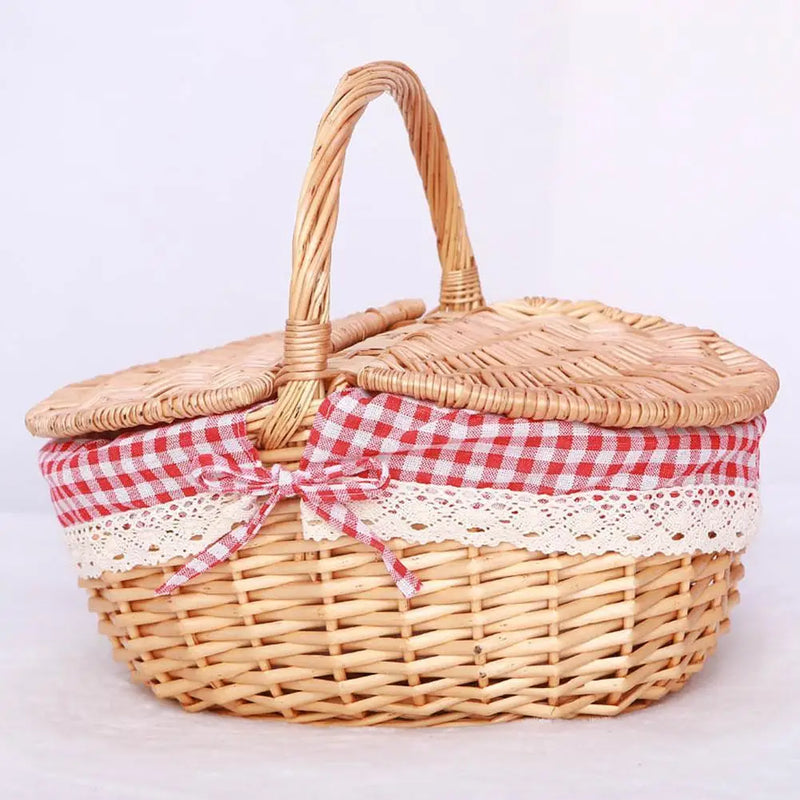 Handwoven Wicker Basket with Lid
