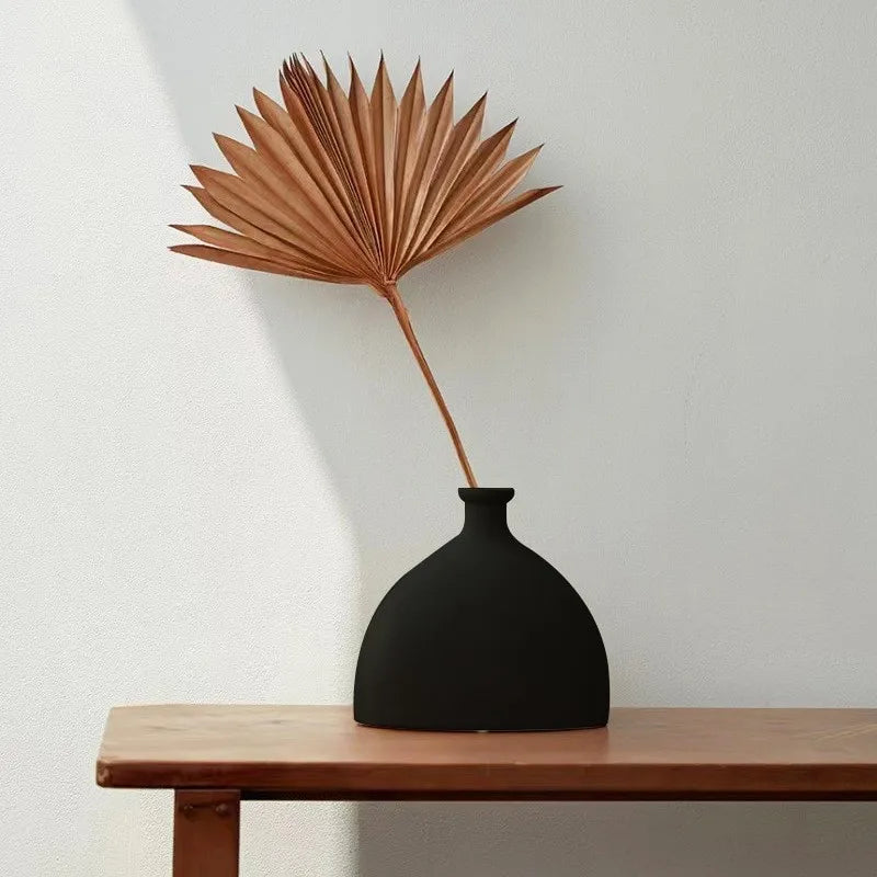 Matte Black Ceramic Vase