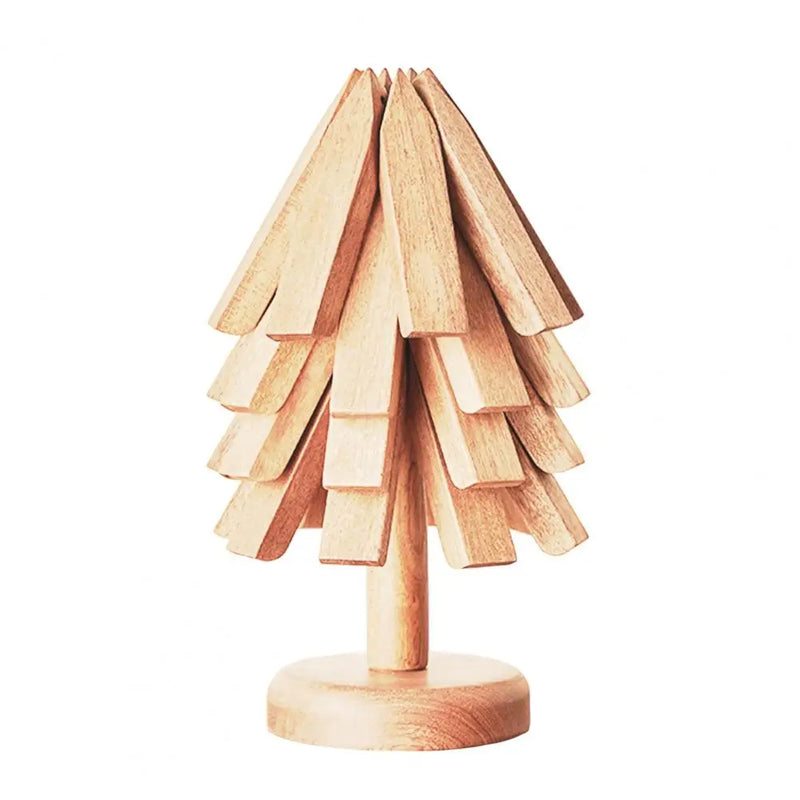 Wood Tree Trivets, Set of 4 with Stand