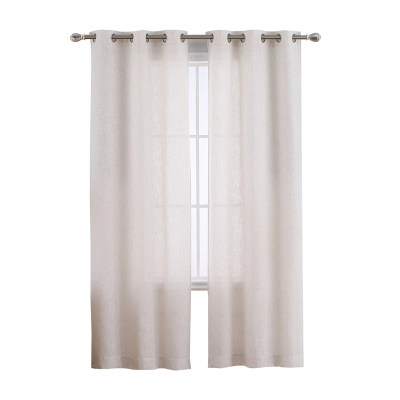 Natural Linen Semi-Sheer Grommet Curtain Panels (Set of 2)