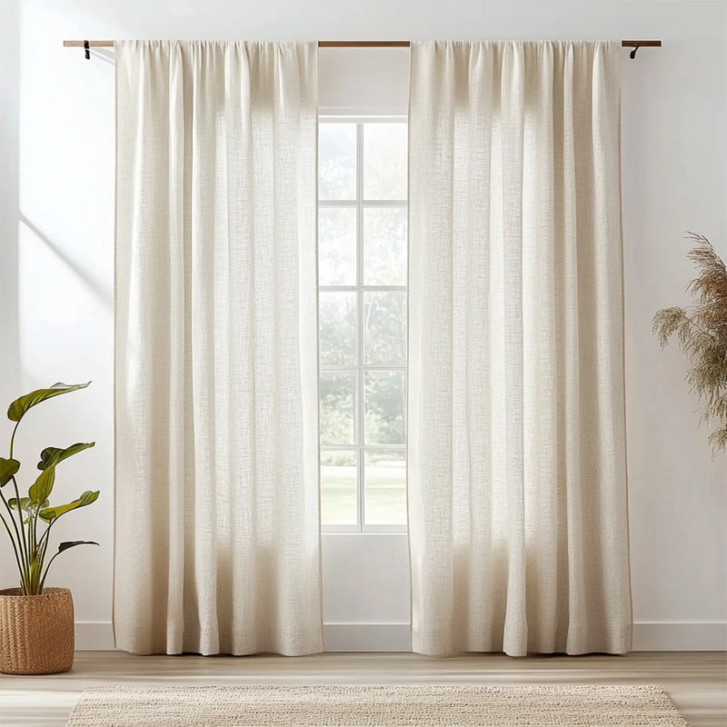 Linen Curtain Panels, Farmhouse Rod Pocket (Set of 2)