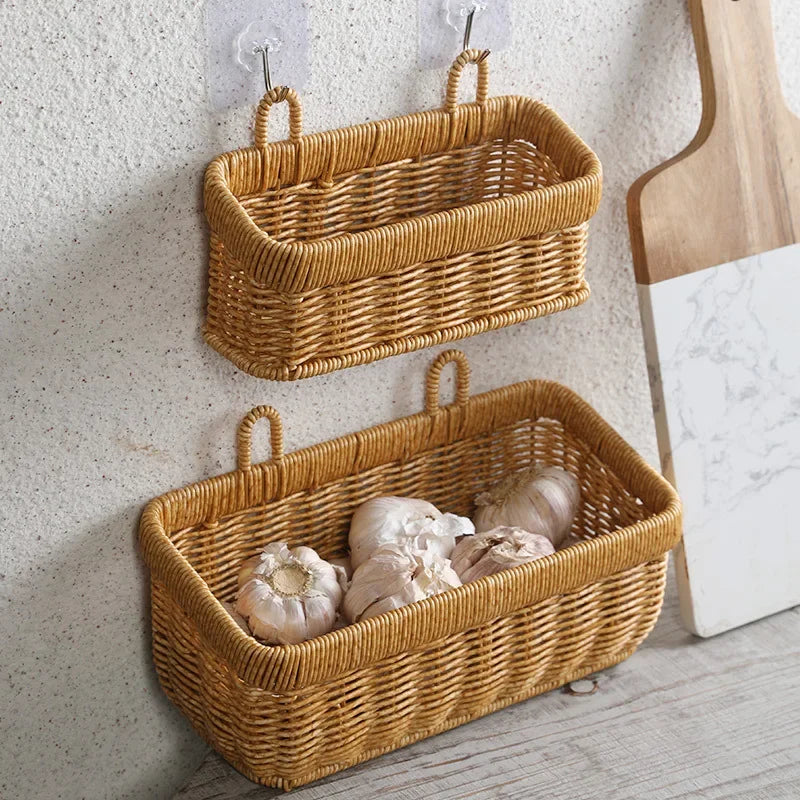 Hand Woven Rattan Wall Hanging Basket