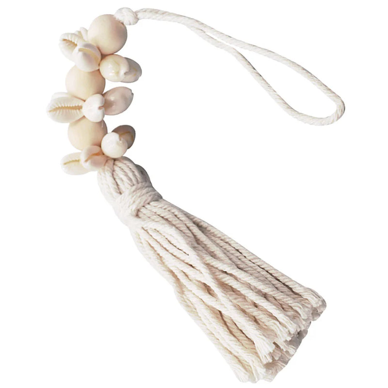 Natural Wood Bead Garland with Tassel